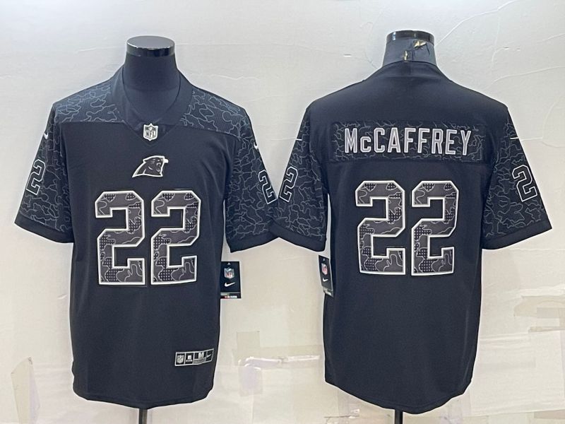Men Carolina Panthers 22 Mccaffrey Black Reflector 2022 Nike Limited NFL Jersey